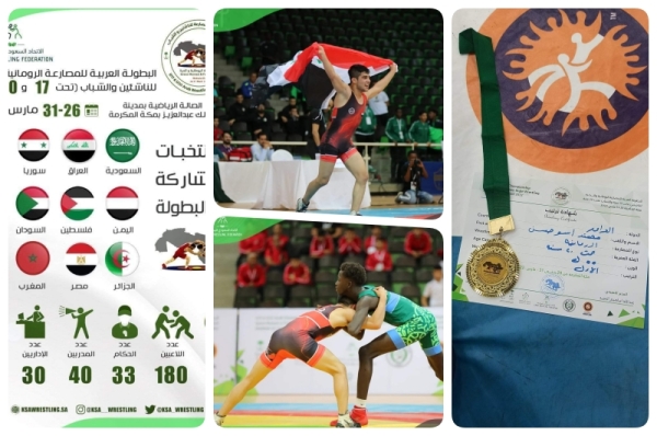 A student from the University of Kirkuk wins a gold medal in the Arab Roman Wrestling Championship